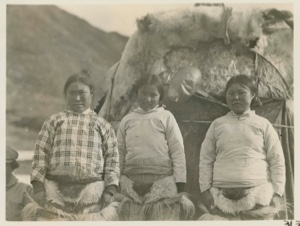 Image of 3 Eskimo [Inughuit] girls (women)